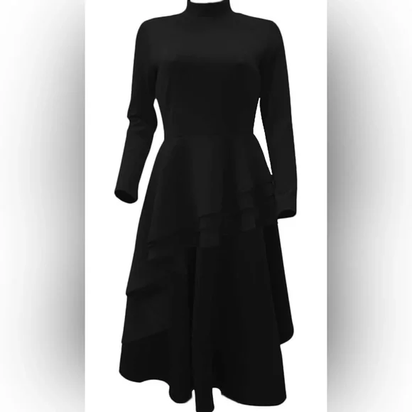 New black womens peplum style top with long flared back - Picture 2 of 7